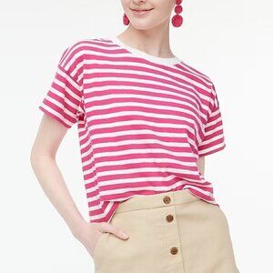J. Crew Striped Crewneck Short Sleeves Tee Loose Fit Pink Size 3X NWT